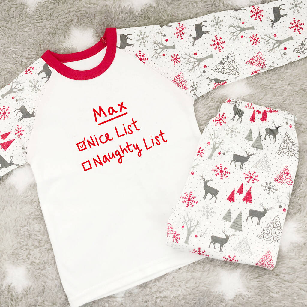 Personalised Nice List Children s Christmas Pyjamas