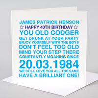 Personalised Birthday Card For Him