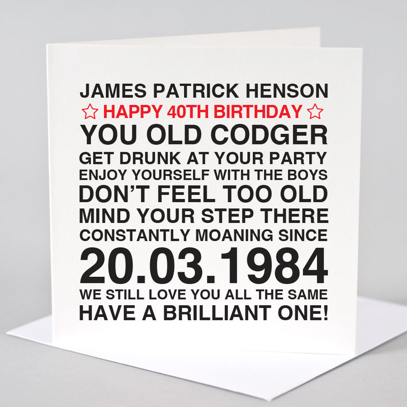 Personalised Birthday Card For Him