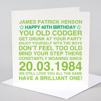 Personalised Birthday Card For Him