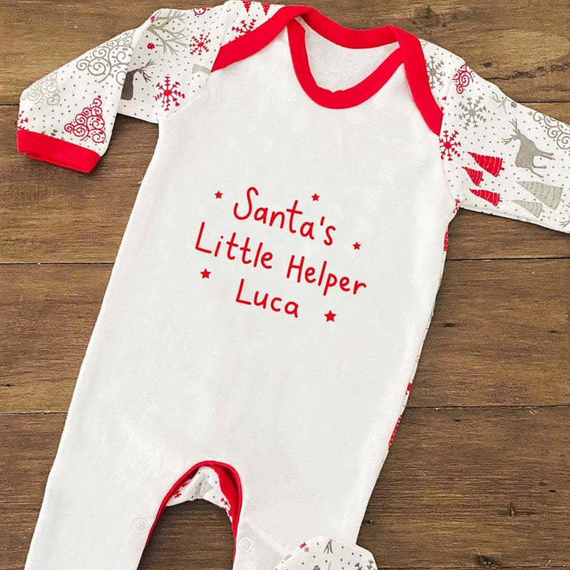 Personalised Santa's Little Helper Christmas Babygrow