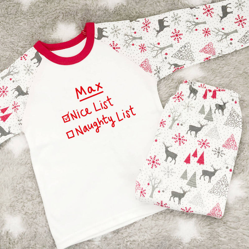 Personalised Nice List Children's Christmas Pyjamas