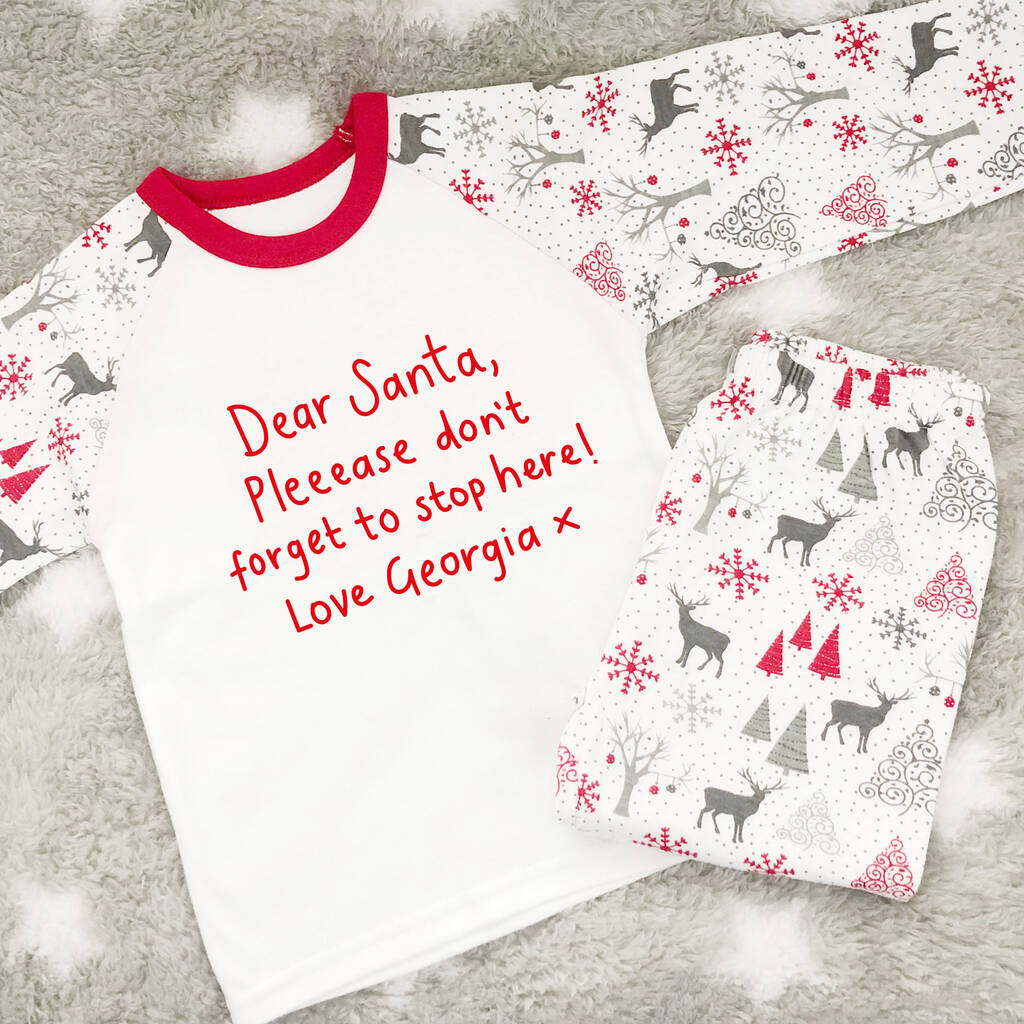 Personalised Santa Stop Here Children's Christmas Pyjamas