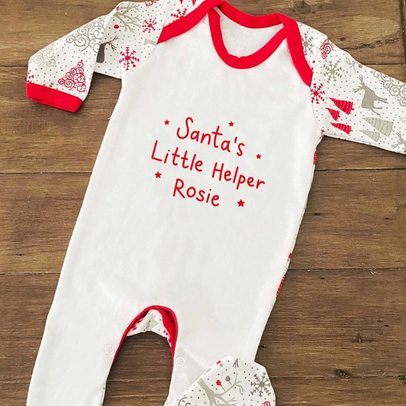 Personalised Santa's Little Helper Christmas Babygrow