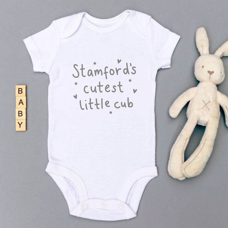 Personalised Cutest Little Cub Babygrow - White